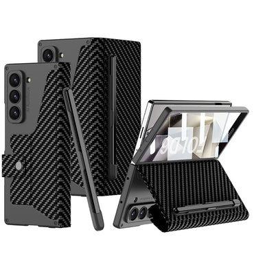 Galaxy Z Fold 6 Kılıf Kamera Korumalı Karbon Tasarımlı Zore Kıpta Kalem Bölmeli Fest Kapak
