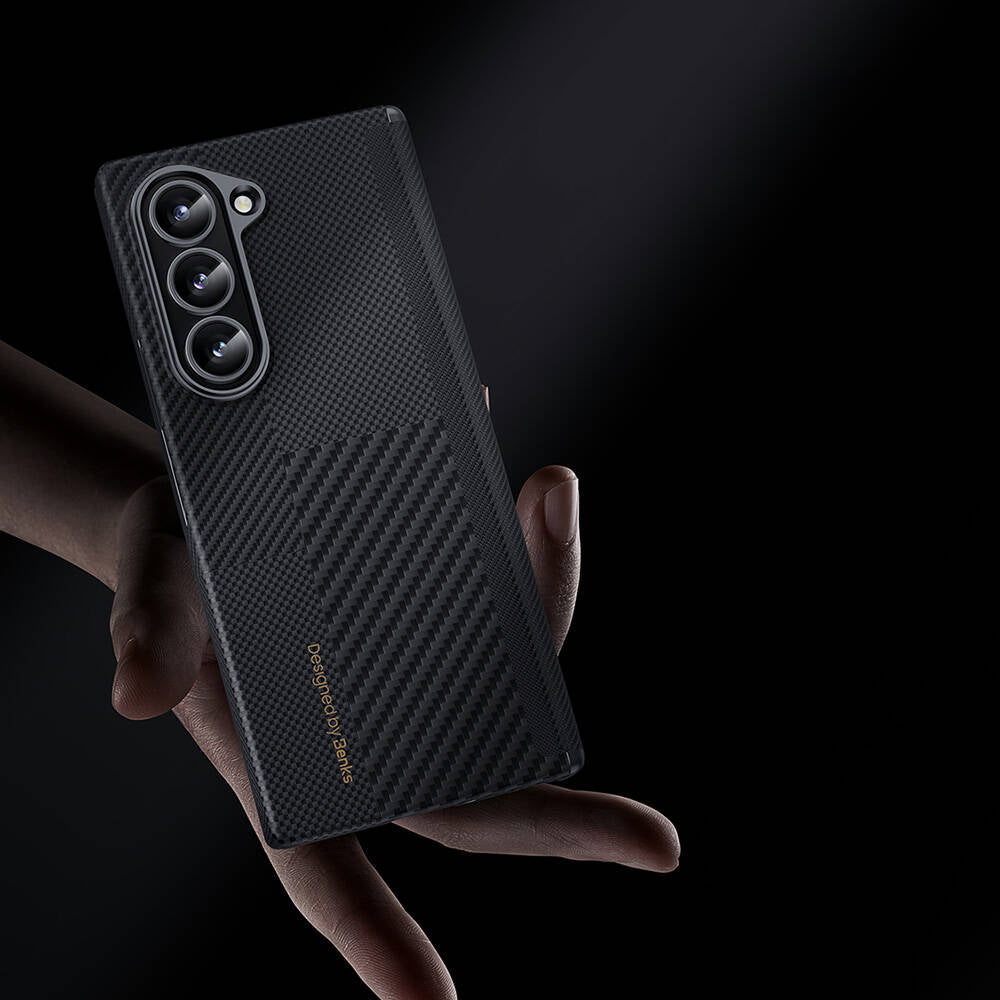 Galaxy Z Fold 6 Carbon Fiber Case Benks Montage ArmorAir Kevlar Cover Black