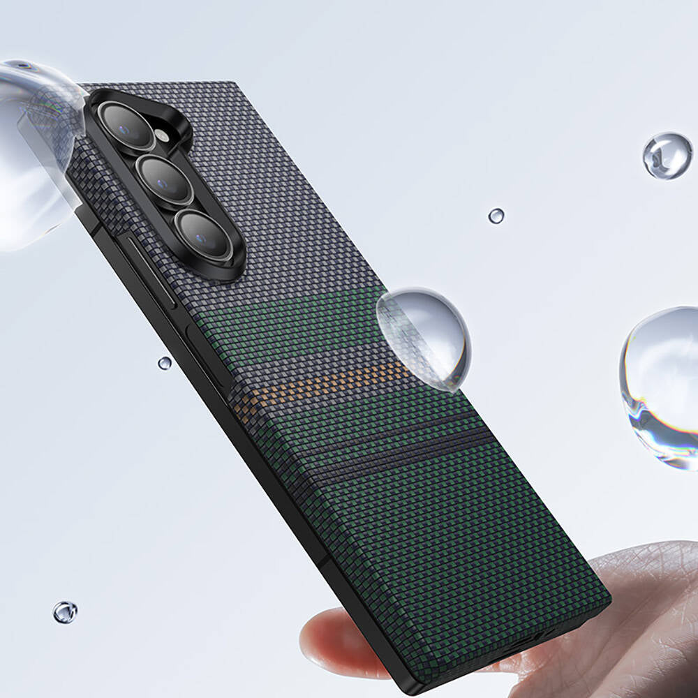 Galaxy Z Fold 6 Case Carbon Fiber Design Benks Aurora ArmorAir Kevlar Cover Black