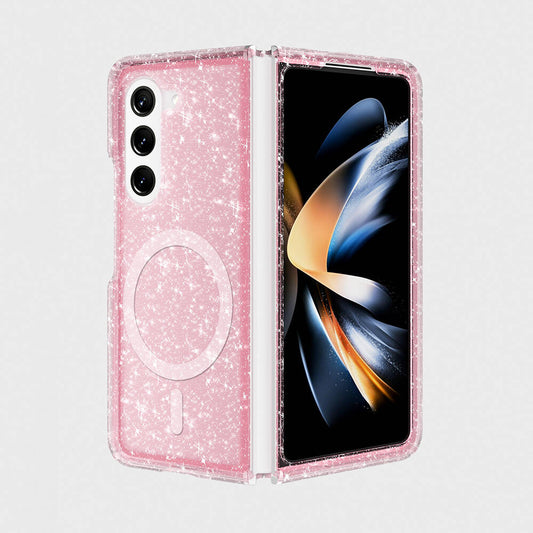 Galaxy Z Fold 6 Case M-safe Charging Feature Shining Glitter Transparent Colorful Zore Allstar Cover Pink