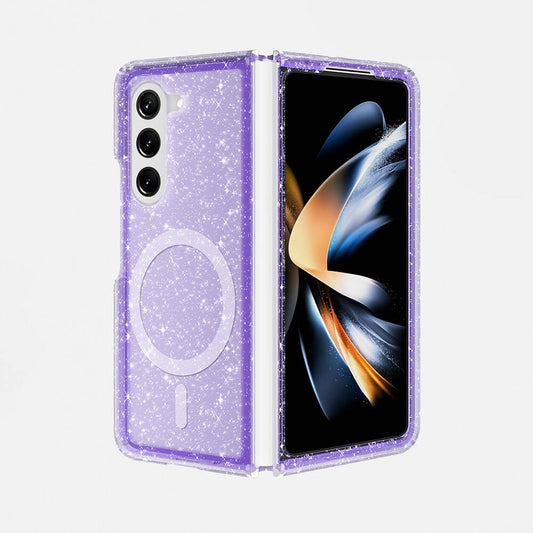 Galaxy Z Fold 6 Case M-safe Charging Feature Shining Glitter Transparent Colorful Zore Allstar Cover Purple