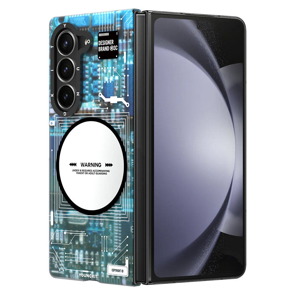 Galaxy Z Fold 6 Case M-safe Charging Feature Youngkit Technology Series Cover Blue 