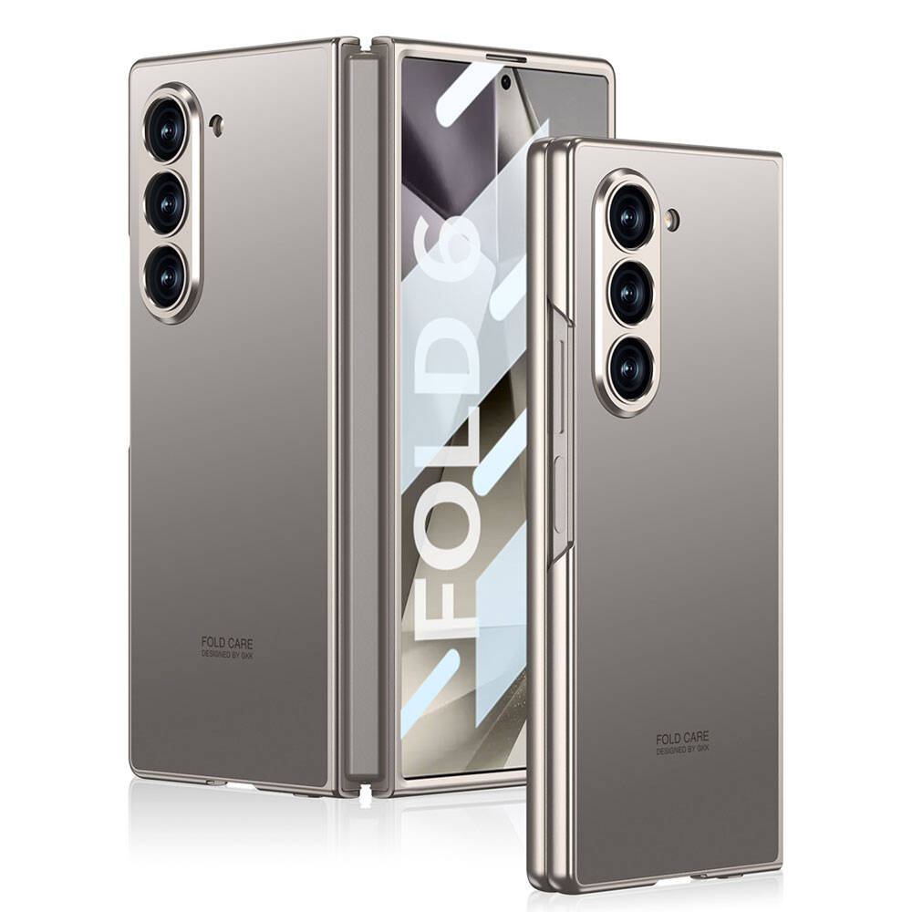 Galaxy Z Fold 6 Case Titanium Metal Design Zore Kıpta Jazz Cover Blue