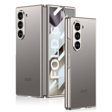 Galaxy Z Fold 6 Case Titanium Metal Design Zore Kıpta Jazz Cover Blue
