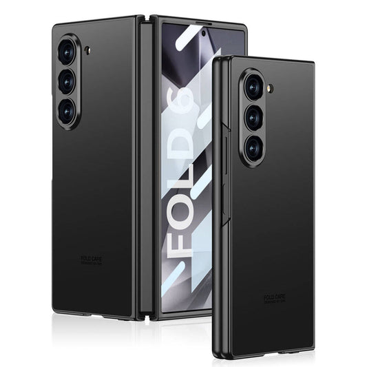 Galaxy Z Fold 6 Case Titanium Metal Design Zore Kıpta Jazz Cover Black