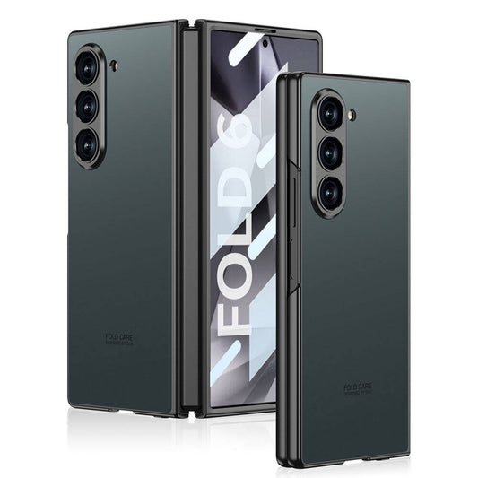 Galaxy Z Fold 6 Case Titanium Metal Design Zore Kıpta Jazz Cover Gray-Green