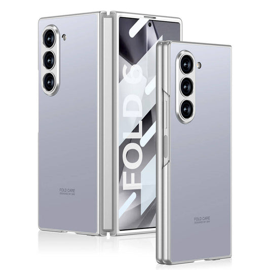 Galaxy Z Fold 6 Case Titanium Metal Design Zore Kıpta Jazz Cover Gray