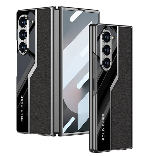 Galaxy Z Fold 6 Case Ultra Thin Camera Protection PC + Leather Back Surface Zore Kıpta Poligan Cover Black