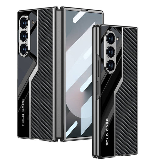 Galaxy Z Fold 6 Case Ultra Thin Camera Protection PC + Carbon Fiber Design Back Surface Zore Kıpta Poligan Cover Black