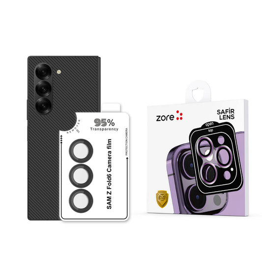 Galaxy Z Fold 6 Zore CL-11 Sapphire Anti-Fingerprint Anti-Reflective Camera Lens Protector Black 