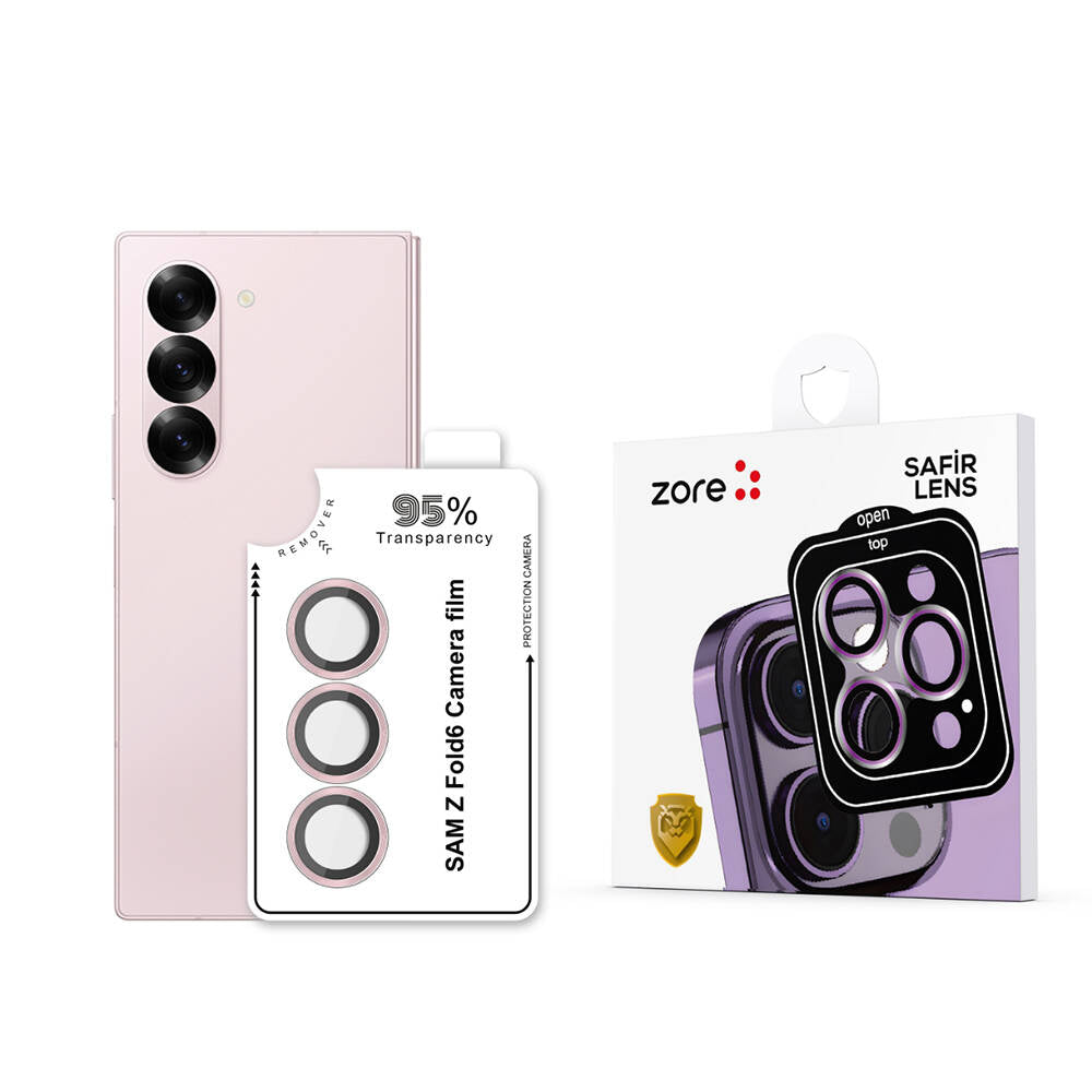 Galaxy Z Fold 6 Zore CL-11 Sapphire Anti-Fingerprint Anti-Reflective Camera Lens Protector Pink 