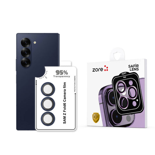 Galaxy Z Fold 6 Zore CL-11 Sapphire Anti-Fingerprint Anti-Reflective Camera Lens Protector Blue 