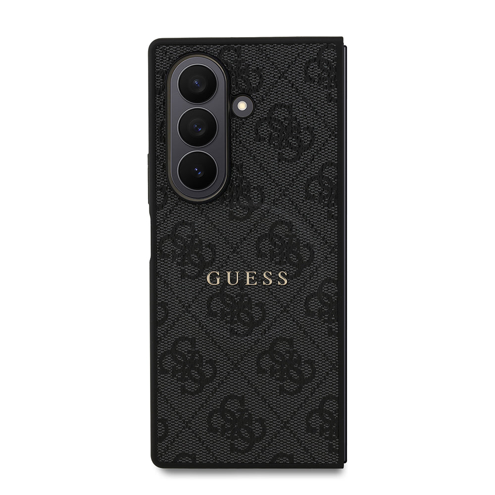 Galaxy Z Fold 7 Kılıf Guess Orjinal Lisanslı M-safe Şarj Özellikli 4G Desen Yazı Logolu Kapak Siyah