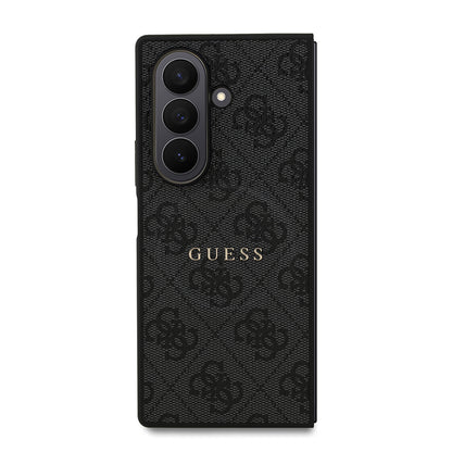 Galaxy Z Fold 7 Kılıf Guess Orjinal Lisanslı M-safe Şarj Özellikli 4G Desen Yazı Logolu Kapak Siyah