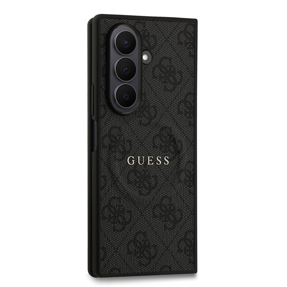 Galaxy Z Fold 7 Kılıf Guess Orjinal Lisanslı M-safe Şarj Özellikli 4G Desen Yazı Logolu Kapak Siyah