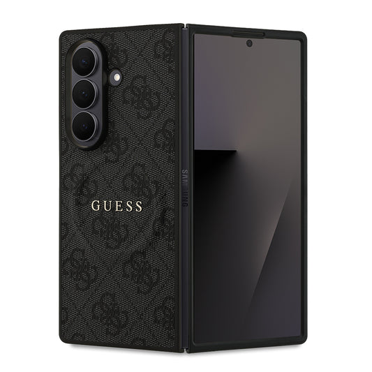 Galaxy Z Fold 7 Kılıf Guess Orjinal Lisanslı M-safe Şarj Özellikli 4G Desen Yazı Logolu Kapak Siyah