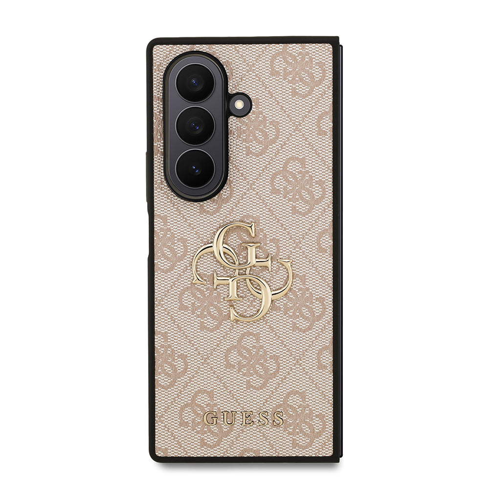 Galaxy Z Fold 7 Kılıf Guess Orjinal Lisanslı PU Deri Büyük Metal Logo Dizaynlı Kapak Pembe