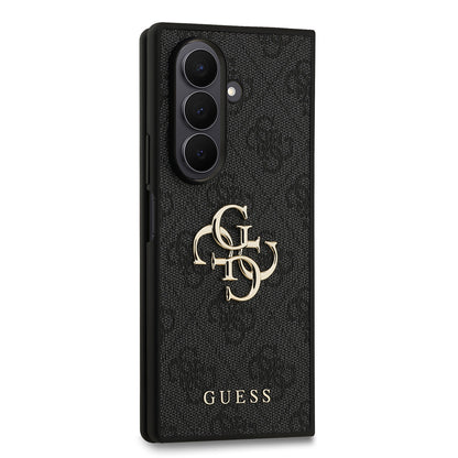 Galaxy Z Fold 7 Kılıf Guess Orjinal Lisanslı PU Deri Büyük Metal Logo Dizaynlı Kapak Siyah