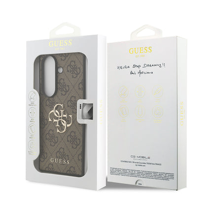 Galaxy Z Fold 7 Kılıf Guess Orjinal Lisanslı PU Deri Büyük Metal Logo Dizaynlı Kapak Siyah