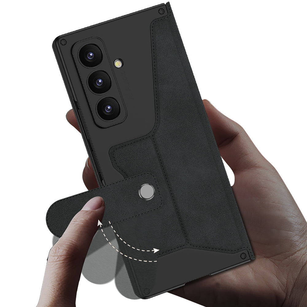 Galaxy Z Fold 7 Case Camera Protection Velvet Design Zore Kıpta Pen Compartment Fest Cover Titanium