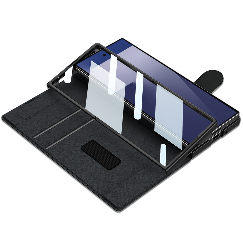 Galaxy Z Fold 7 Case Camera Protection Velvet Design Zore Kıpta Pen Compartment Fest Cover Titanium