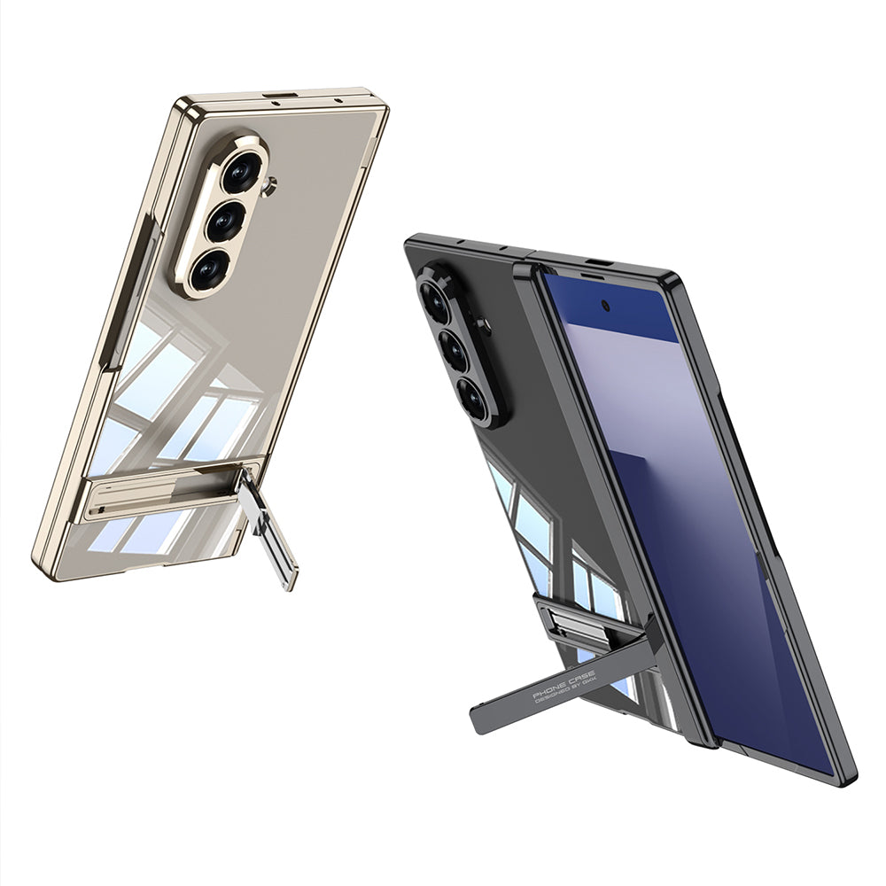 Galaxy Z Fold 7 Case Camera Protection Transparent Design Zore Lego Stand Cover Navy Blue 