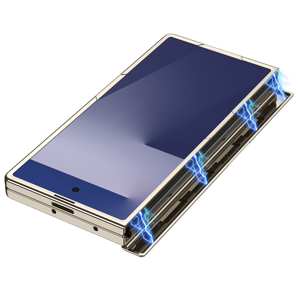 Galaxy Z Fold 7 Case Camera Protection Transparent Design Zore Lego Stand Cover Navy Blue 