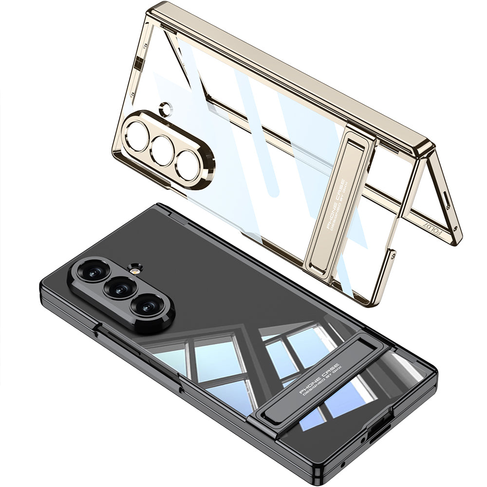 Galaxy Z Fold 7 Case Camera Protection Transparent Design Zore Lego Stand Cover Navy Blue 