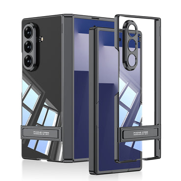 Galaxy Z Fold 7 Case Camera Protection Transparent Design Zore Lego Stand Cover Navy Blue 