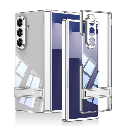 Galaxy Z Fold 7 Case Camera Protection Transparent Design Zore Lego Stand Cover Silver 