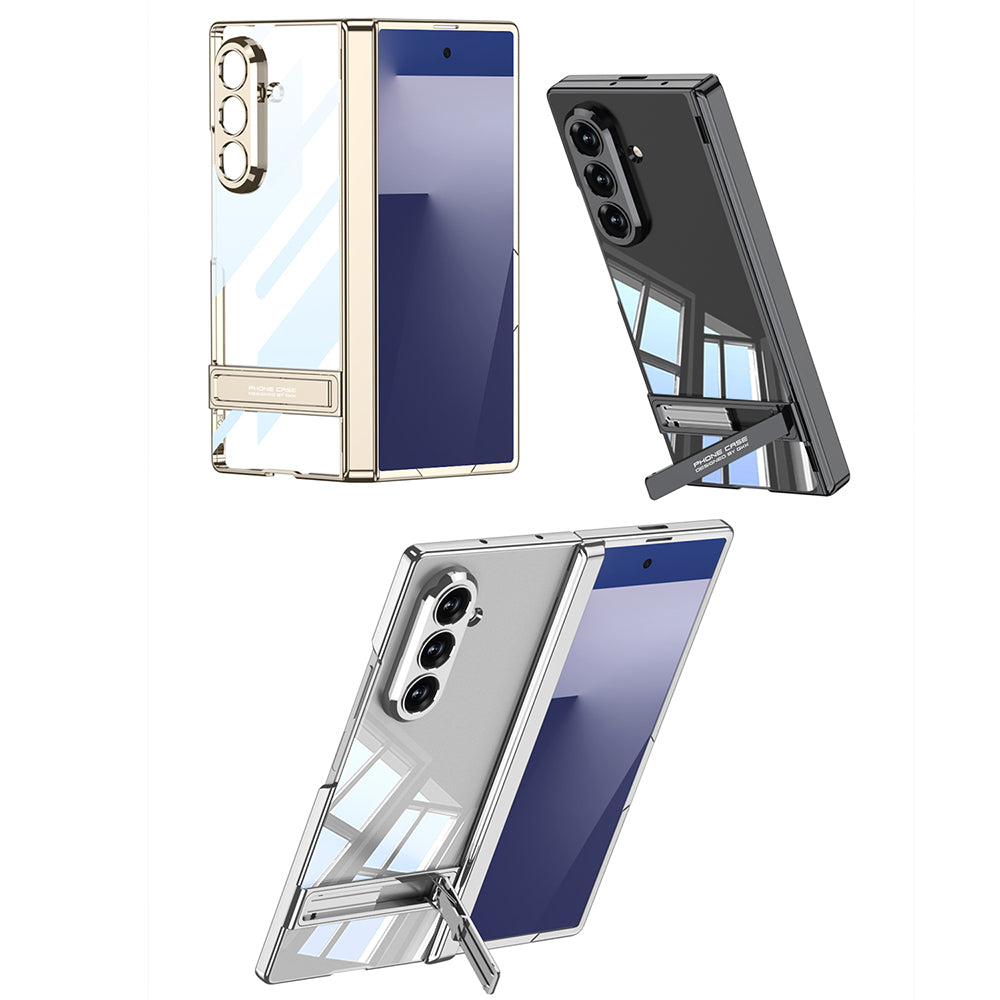 Galaxy Z Fold 7 Case Camera Protection Transparent Design Zore Lego Stand Cover Navy Blue 