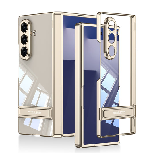Galaxy Z Fold 7 Kılıf Kamera Korumalı Şeffaf Tasarımlı Zore Lego Standlı Kapak Gold