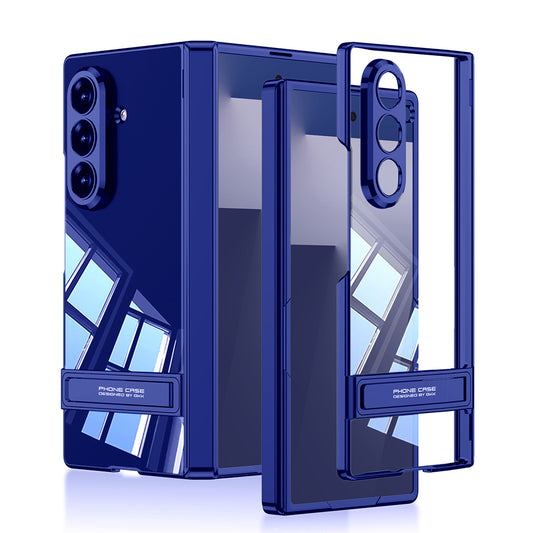 Galaxy Z Fold 7 Case Camera Protection Transparent Design Zore Lego Stand Cover Navy Blue 