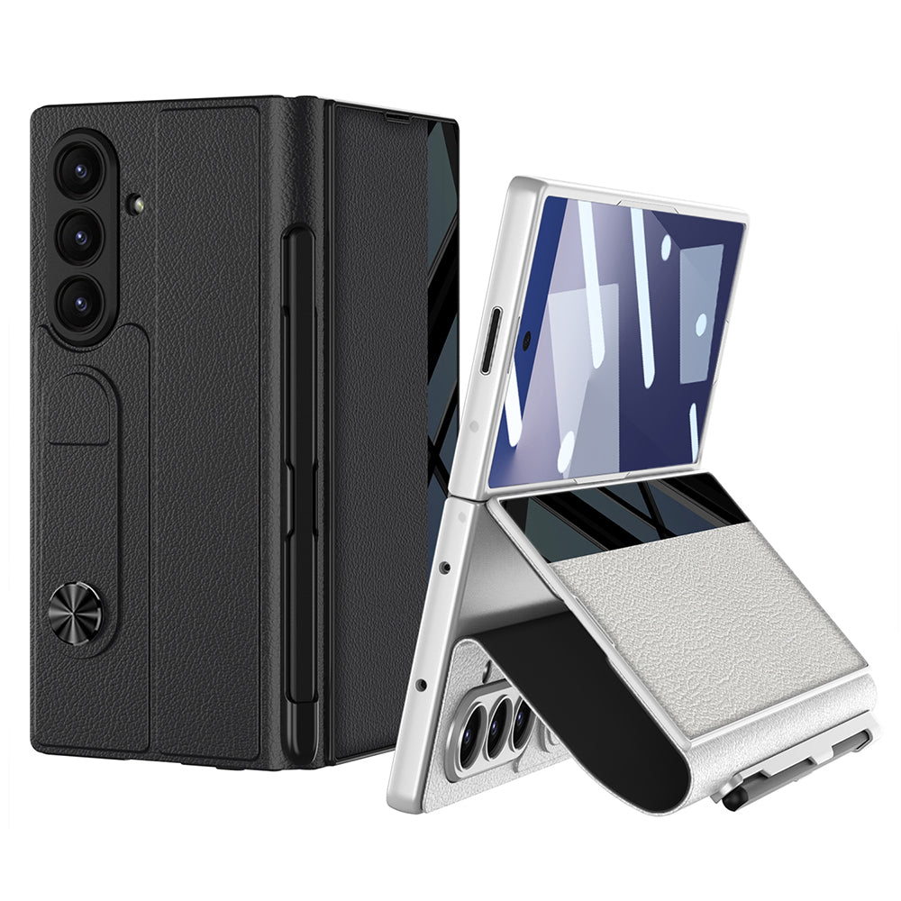 Galaxy Z Fold 7 Case Camera Protection Zore Kıpta Mirror Pen Compartment Fest Cover Black 