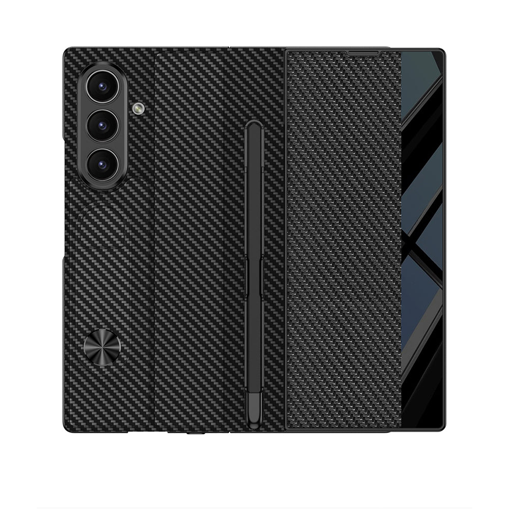 Galaxy Z Fold 7 Case Camera Protection Zore Kıpta Mirror Pen Compartment Fest Cover Black 