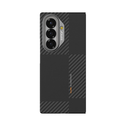 Galaxy Z Fold 7 Kılıf M-safe Şarj Özellikli 600D Metal Kamera Çerçeveli Raptic Aramid Fiber Geotik Serisi Kapak Siyah
