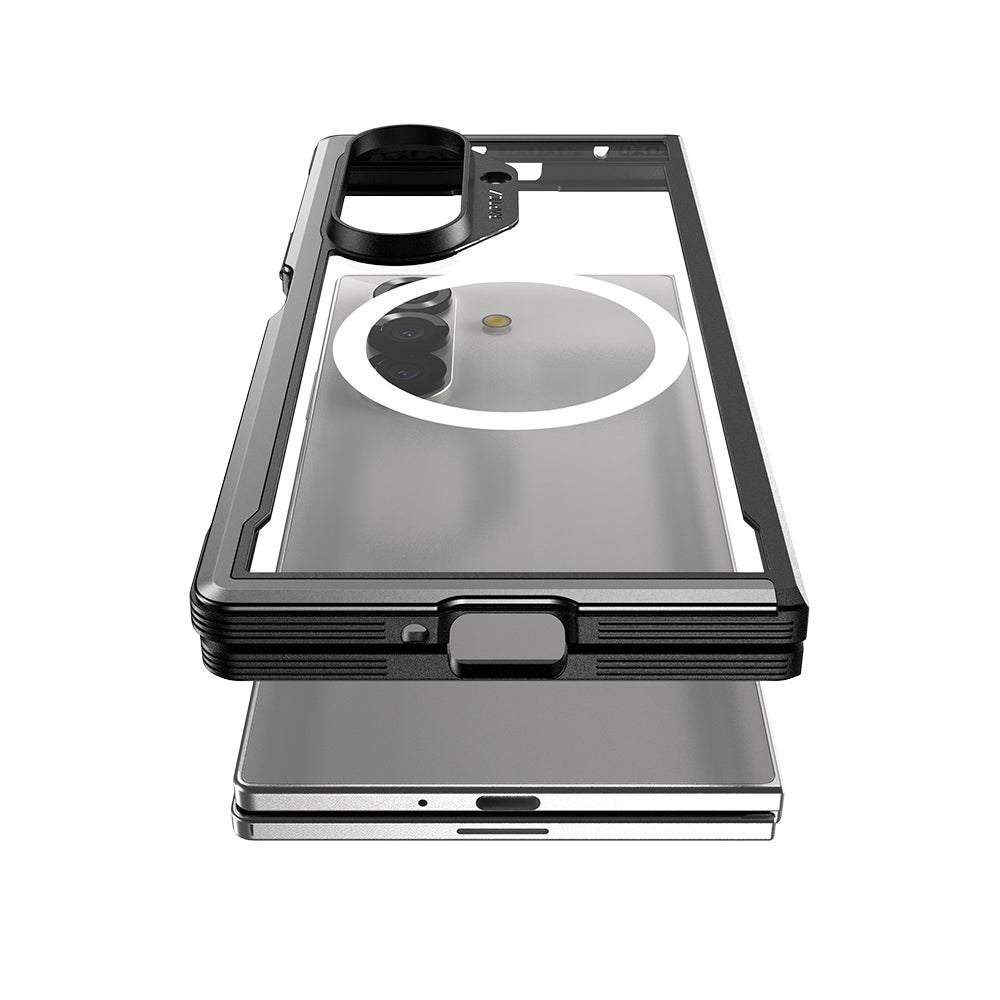 Galaxy Z Fold 7 Kılıf M-safe Şarj Özellikli Airbagli Raptic Shield Serisi Şeffaf Arka Yüzey Kapak Siyah