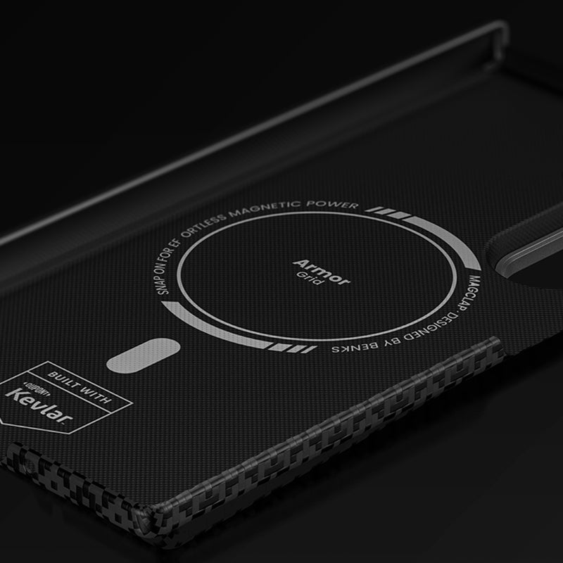 Galaxy Z Fold 7 Kılıf M-Safe Şarj Özellikli Benks ArmorAir ArmorGrid Serisi Kevlar Kapak Siyah