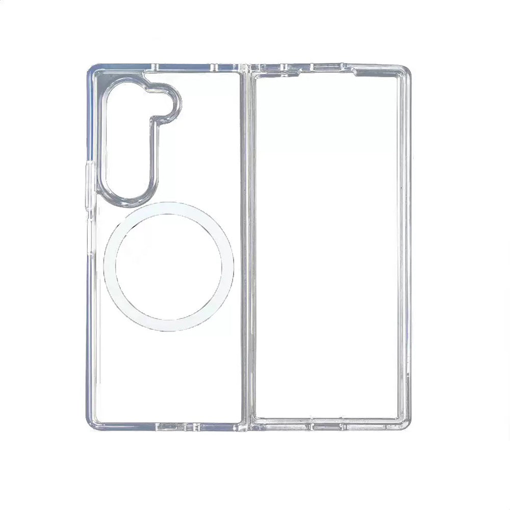 Galaxy Z Fold 7 Case M-safe Charging Transparent Hard PC Zore Embos Cover Transparent