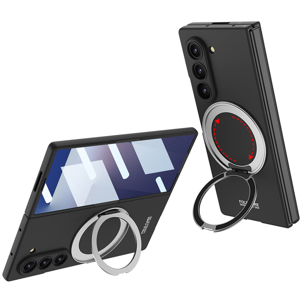 Galaxy Z Fold 7 Case M-safe Charging Feature Zore Kıpta Ring Camera Protection Cover Black