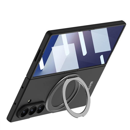 Galaxy Z Fold 7 Kılıf M-safe Şarj Özellikli Zore Kıpta Yüzüklü Kamera Korumalı Kapak Siyah