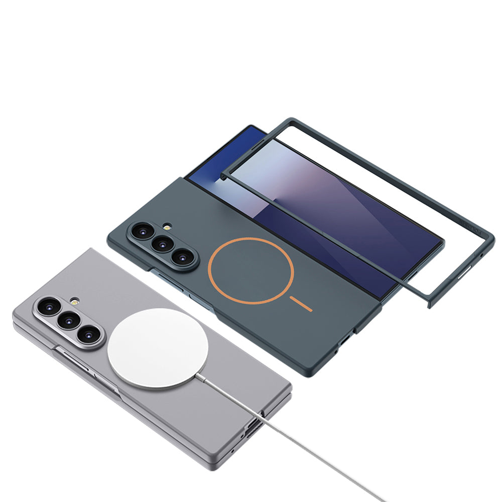 Galaxy Z Fold 7 Case Wireless Charging Zore Kıpta M-safe Cover Silver