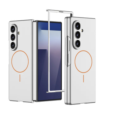 Galaxy Z Fold 7 Kılıf Wireless Şarj Özellikli Zore Kıpta M-safe Kapak Titanyum