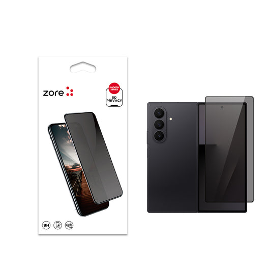Galaxy Z Fold 7 Zore New 5D Privacy Temperli Ekran Koruyucu Siyah