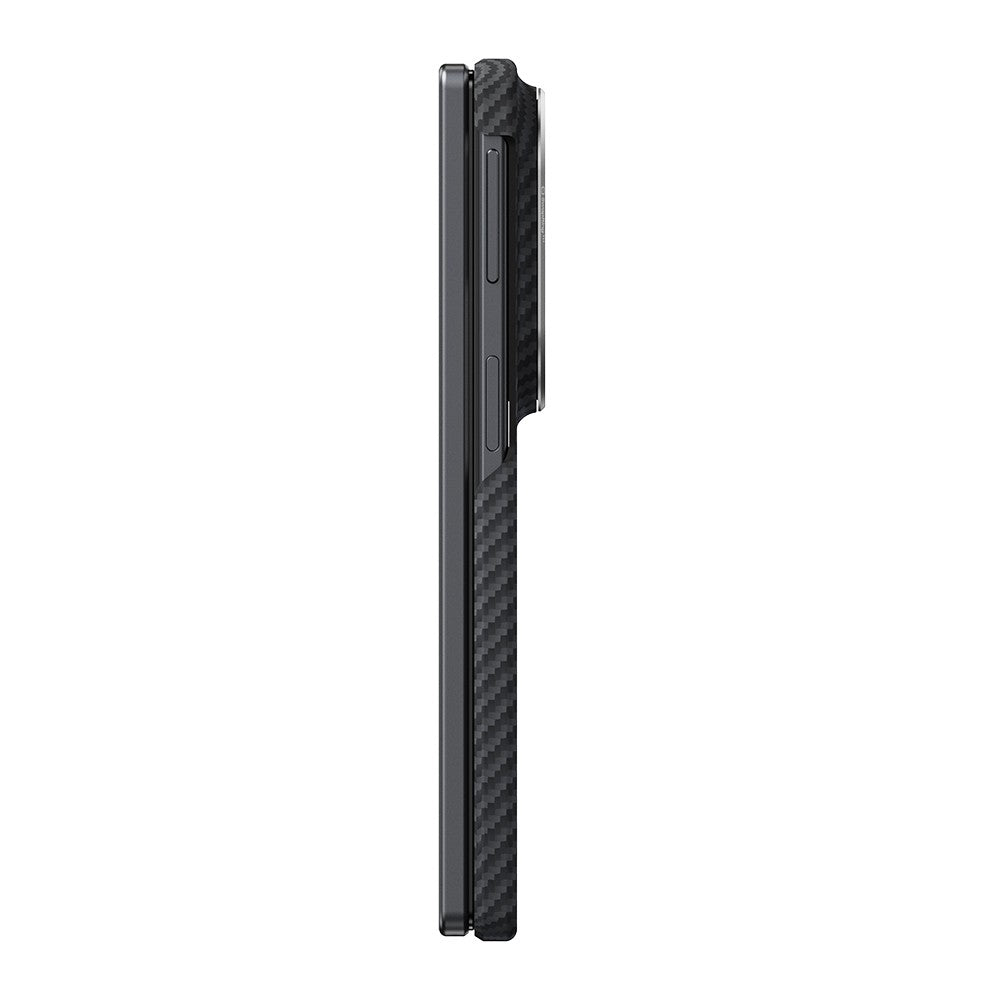 Galaxy Z Fold 8 Kılıf M-safe Şarj Özellikli 600D Aramid Karbon Fiber Pitaka Edge Serisi Black-Grey Twill Kapak