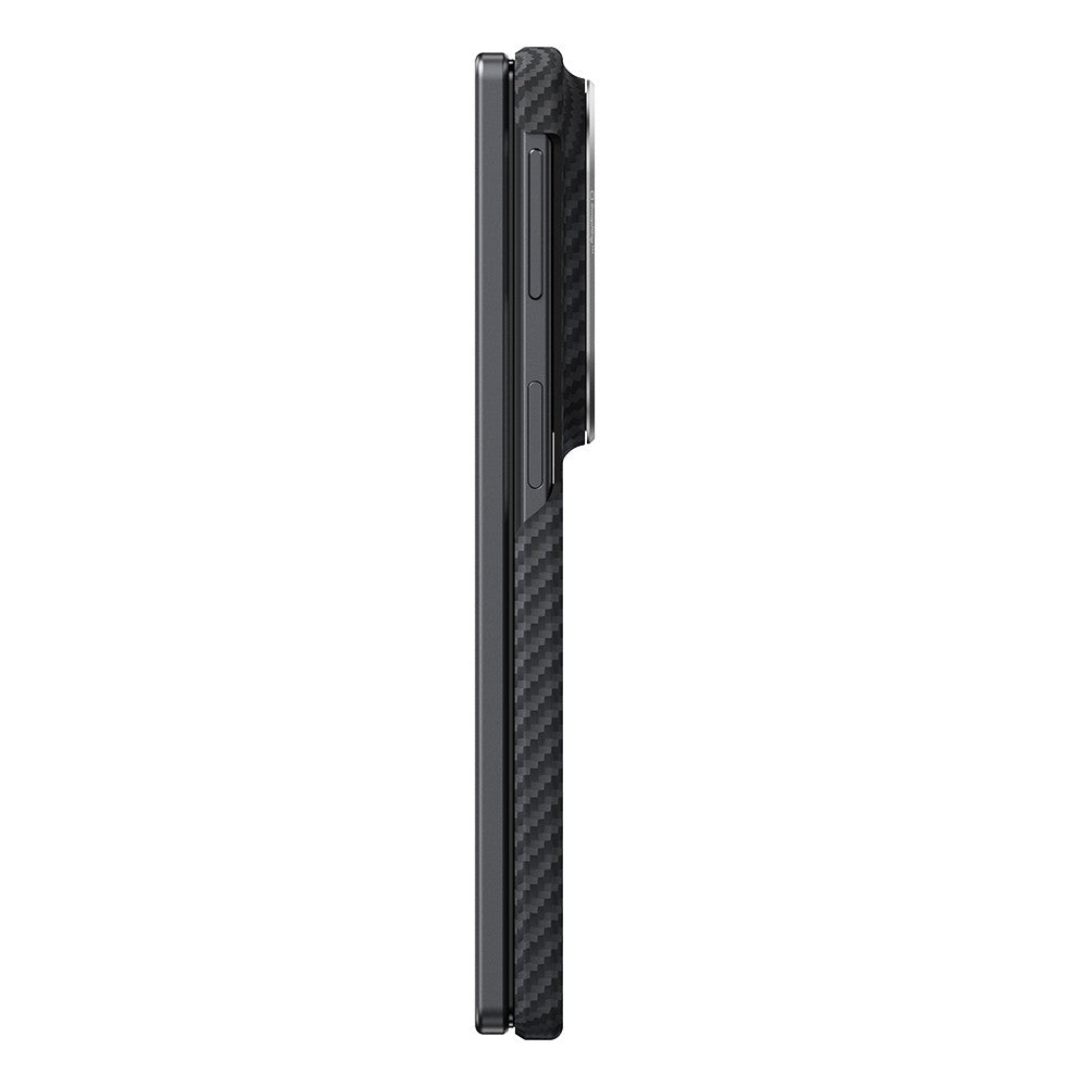Galaxy Z Fold 8 Kılıf M-safe Şarj Özellikli 600D Aramid Karbon Fiber Pitaka Edge Serisi Black-Grey Twill Kapak