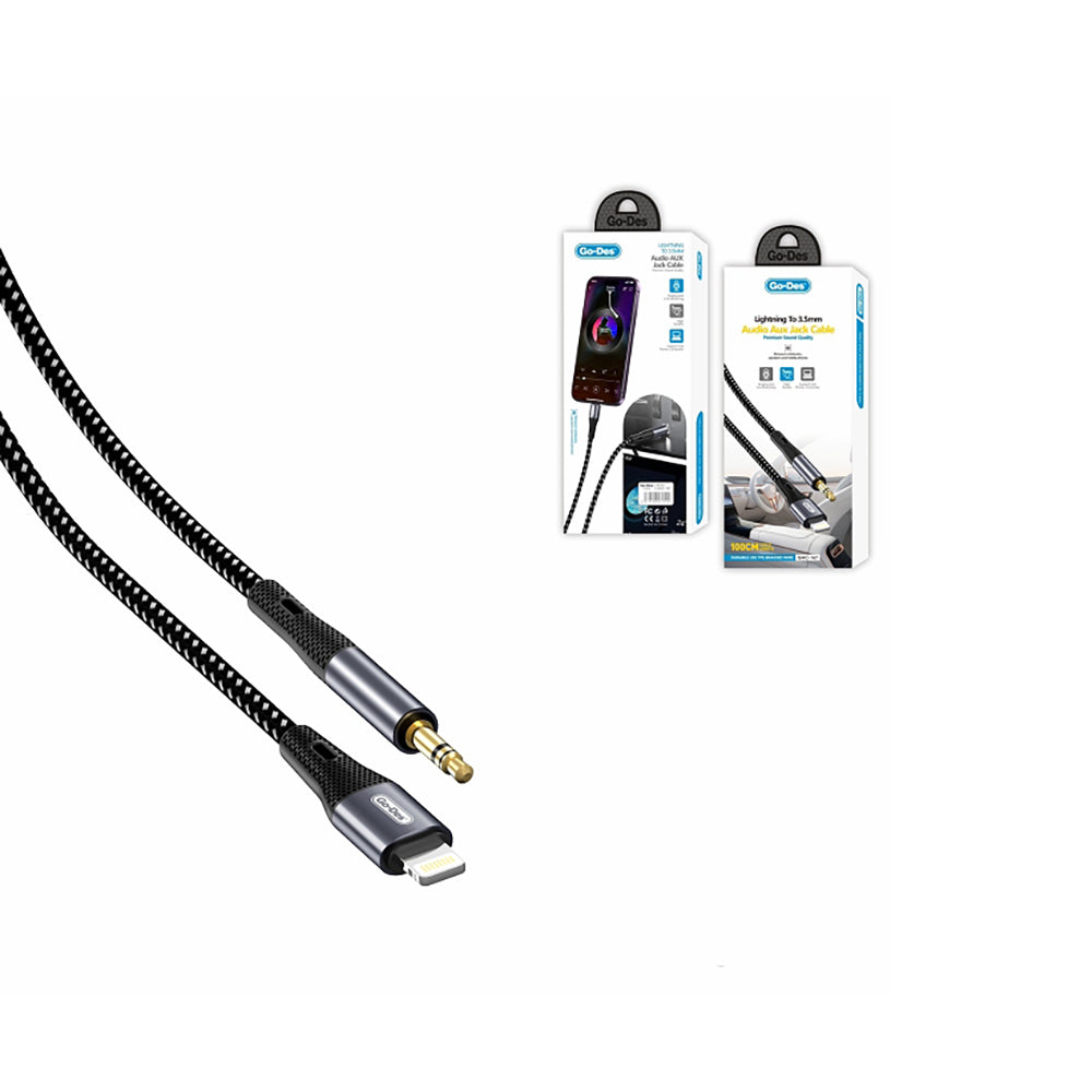 Go Des GAC-167 Lightning to 3.5mm AUX Audio Kablo 1M Siyah