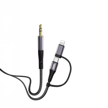 Go Des GAC-172 2in1 Type-C &amp; Lightning to 3.5mm AUX Audio Cable 1M Black