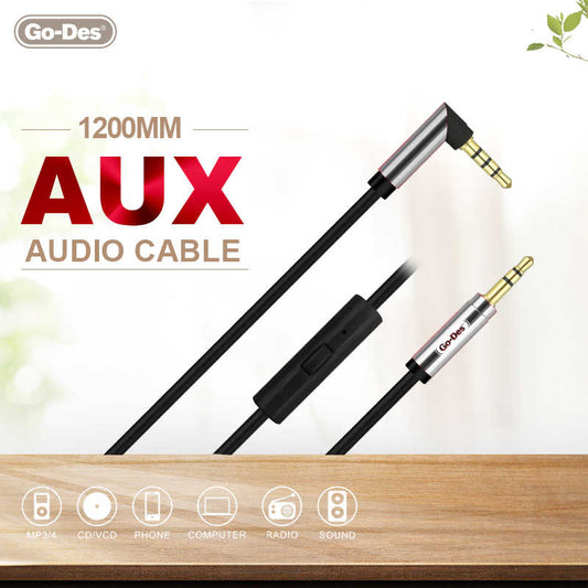 Go Des GAC-207 Aux Audio Cable Gray
