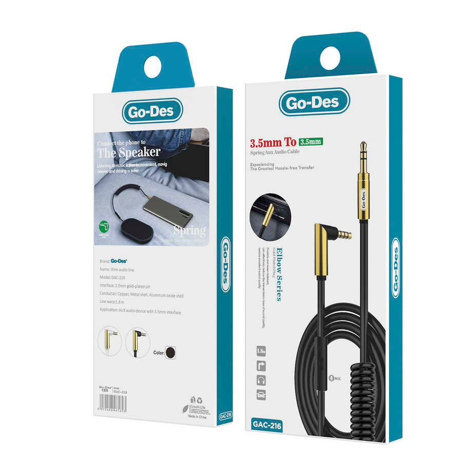 Go Des GAC-216 Aux Audio Cable Black 